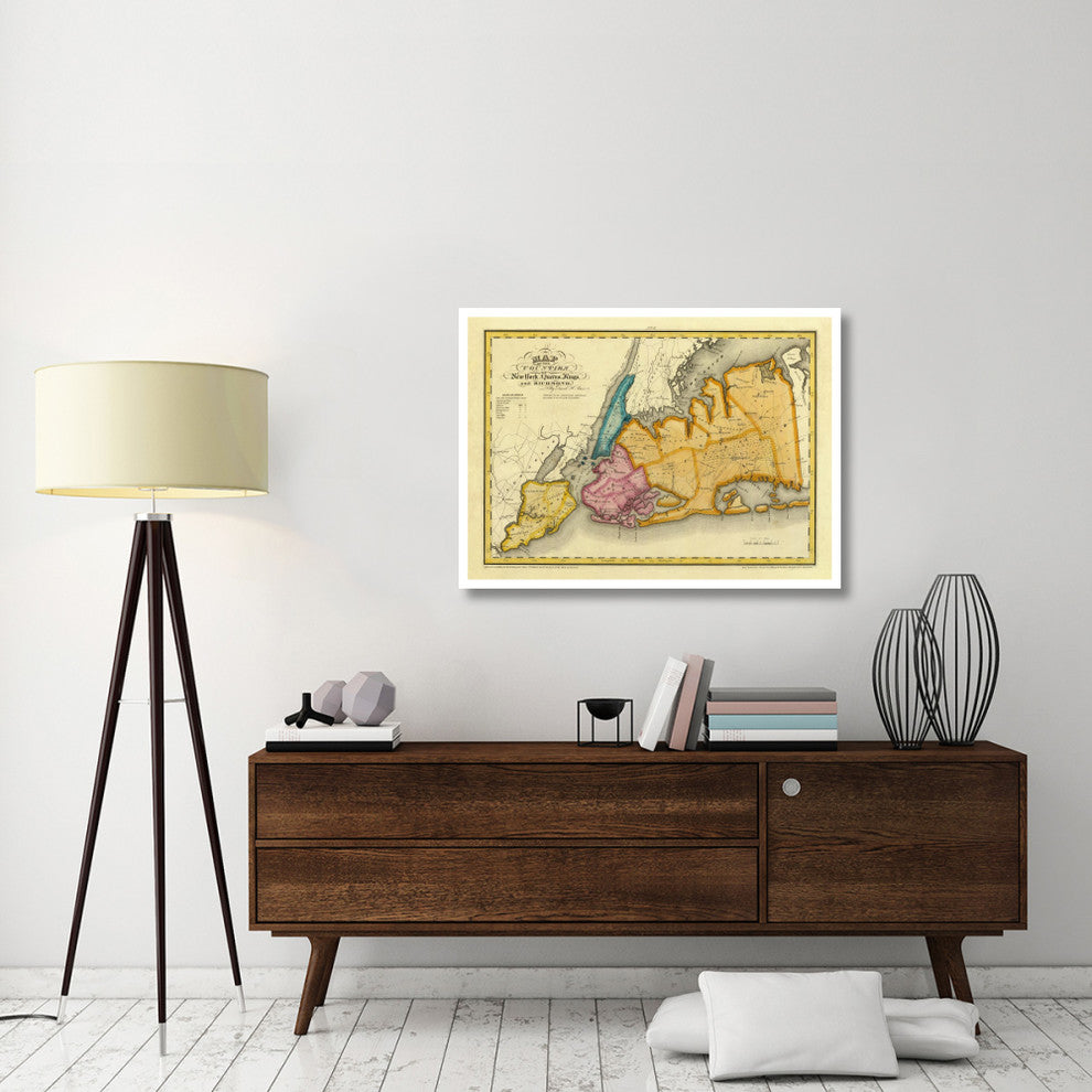 "New York, Queens, Kings, Richmond counties, 1829" Paper Art, 42"x31"