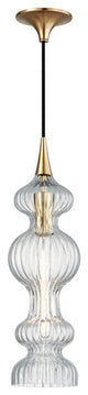 Pomfret, 1 Light, Pendant, Aged Brass Finish, Clear Glass