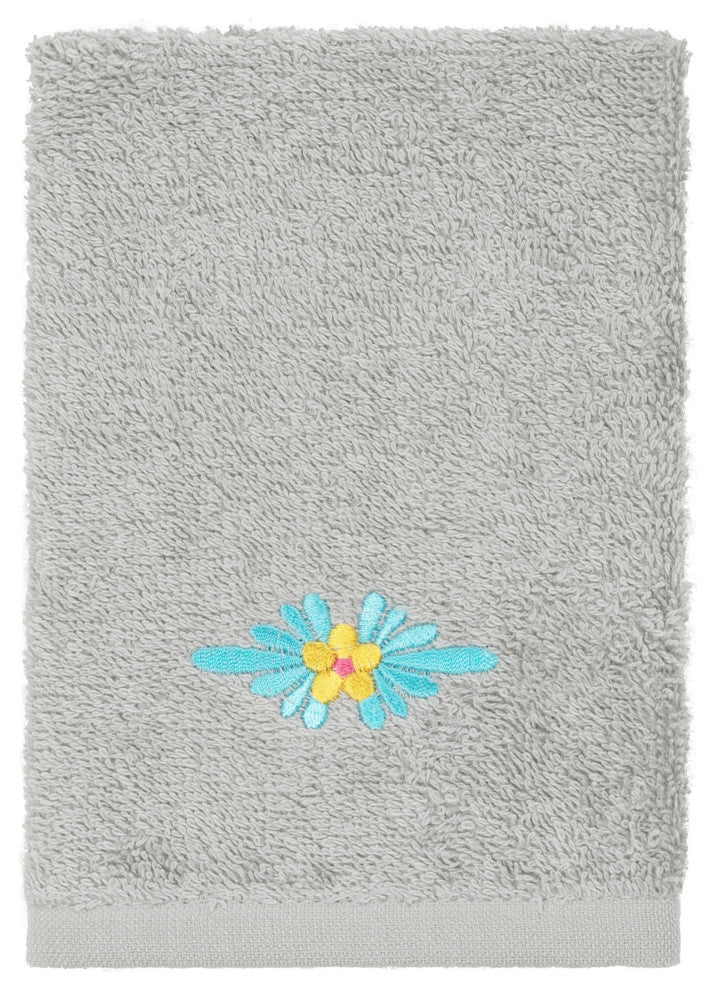 Linum Home Turkish Cotton Feliz 3-Piece Embellished Towel Set, Light Gray