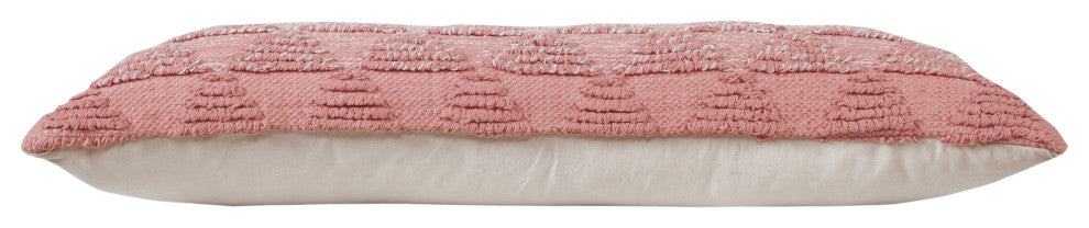 Textured Pyramids Color Block Cotton Throw Pillow, Pink, 14"x36"