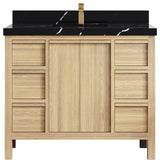 Elizabeth Oak 42" Single Sink Vanity, White 2" Calacatta Black