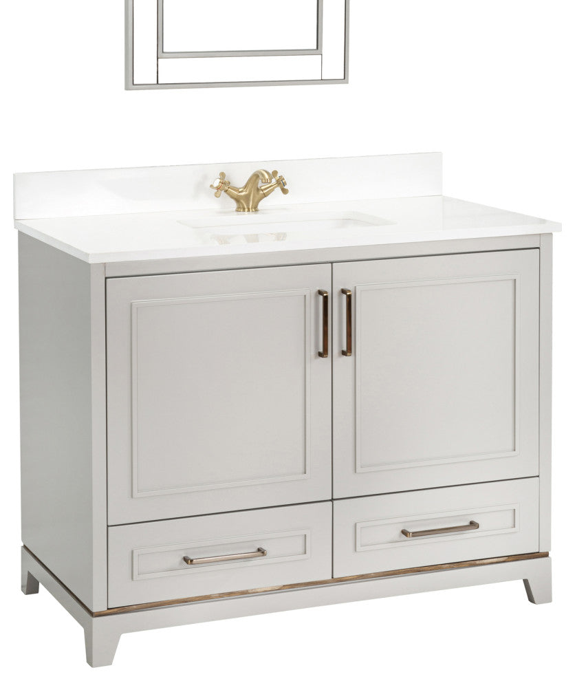 Albia Collection 42" Bathroom Vanity With Sink, Mirror, Countertop, Gray