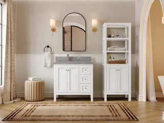 Nashville 36" Left Offset Bath Vanity, White 2" Piatra Gray