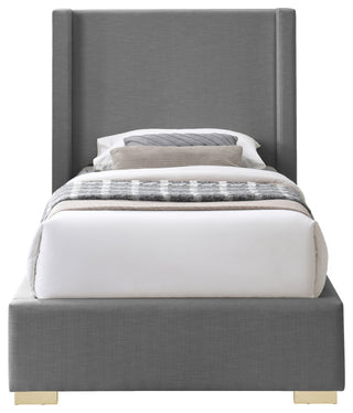 Royce Linen Upholstered Bed, Gray, Twin