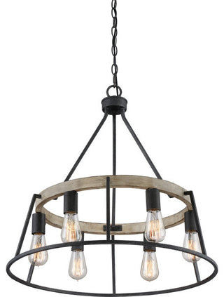 Quoizel BRT5006 Brockton 6 Light 25"W Wood Chandelier - Grey Ash