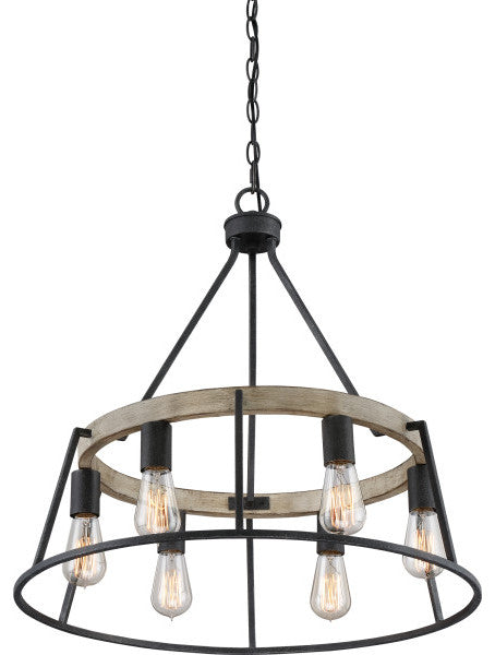 Quoizel BRT5006 Brockton 6 Light 25"W Wood Chandelier - Grey Ash