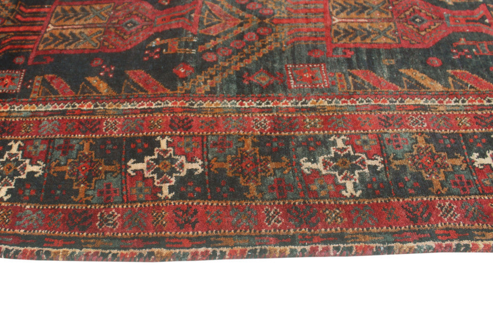 Fine Vintage Distressed Rohmal Charcoal/Red Runner, 4'0x7'8