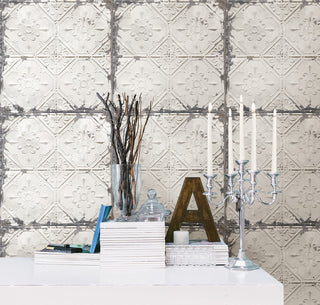 Tin Ceiling Tile Peel and Stick Wallpaper, 4 Rolls