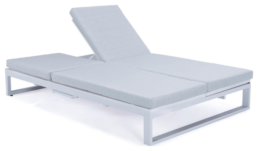 LeisureMod Chelsea Convertible 2-in-1 Sofa and Double Chaise Lounge, Light Gray