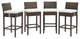 Conduit Bar Stool Outdoor Patio Wicker Rattan Set of 4, Brown White
