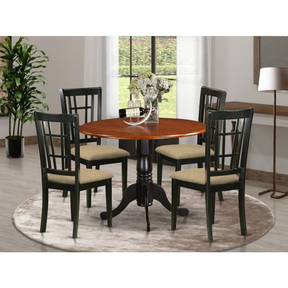 Dlni5-Bch-C, 5-Piece Kitchen Table Set, Dining Table and 4 Wood Kitchen Chairs