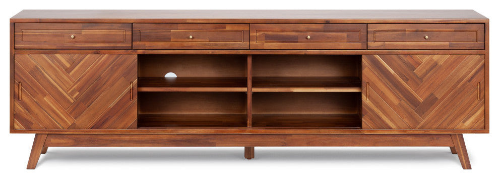 Herringbone High TV Stand, Walnut