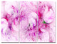Pink White Fractal Glass Texture, Abstract Triptych Canvas Art, 36x28, 3 Panels