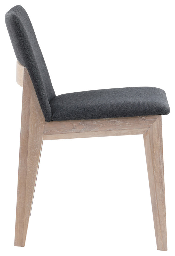 Mid - Century Modern Deco Oak Dining Chair Dark Grey - M2 - Grey