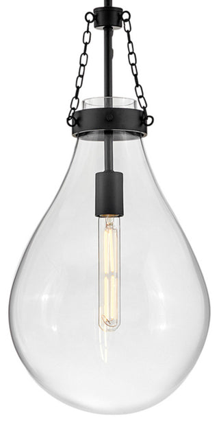 Hinkley Eloise 22.25" Small Pendant Light, Black + Clear Glass
