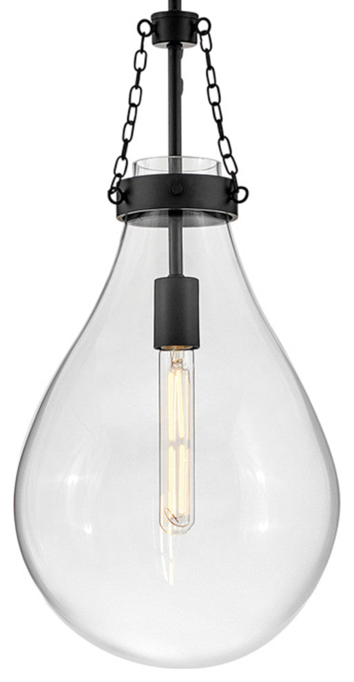 Hinkley Eloise 22.25" Small Pendant Light, Black + Clear Glass
