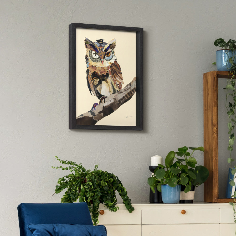 The Wisest Owl Dimensional Collage Wall Art Under Glass