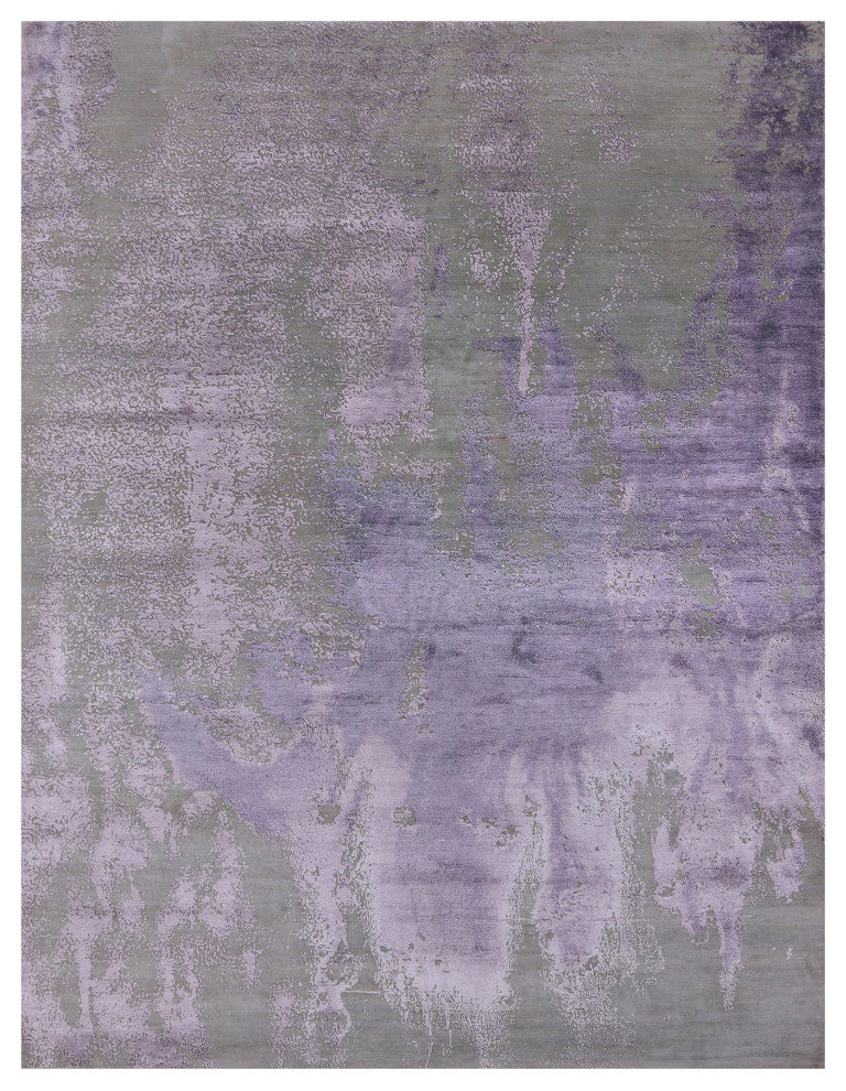 Wool and Silk Abstract Handmade Rug 7' 11" X 10' 3" Q8697