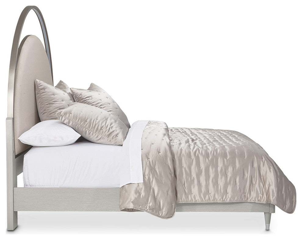 Eclipse Eastern King Upholstered Bed with LED Lights - Moonlight Gray