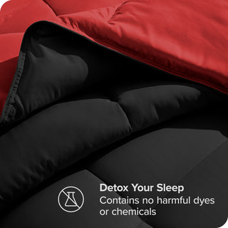 Bare Home Reversible Down Alternative Comforter, Black / Red, Full/Queen