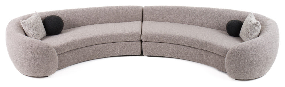 Modrest - Kilmer Modern Grey Curved Fabric Sectional Sofa