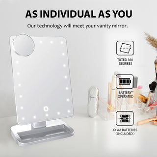 Touch XL Dimmable LED Makeup Mirror with Detachable 5X Mirror, Pink