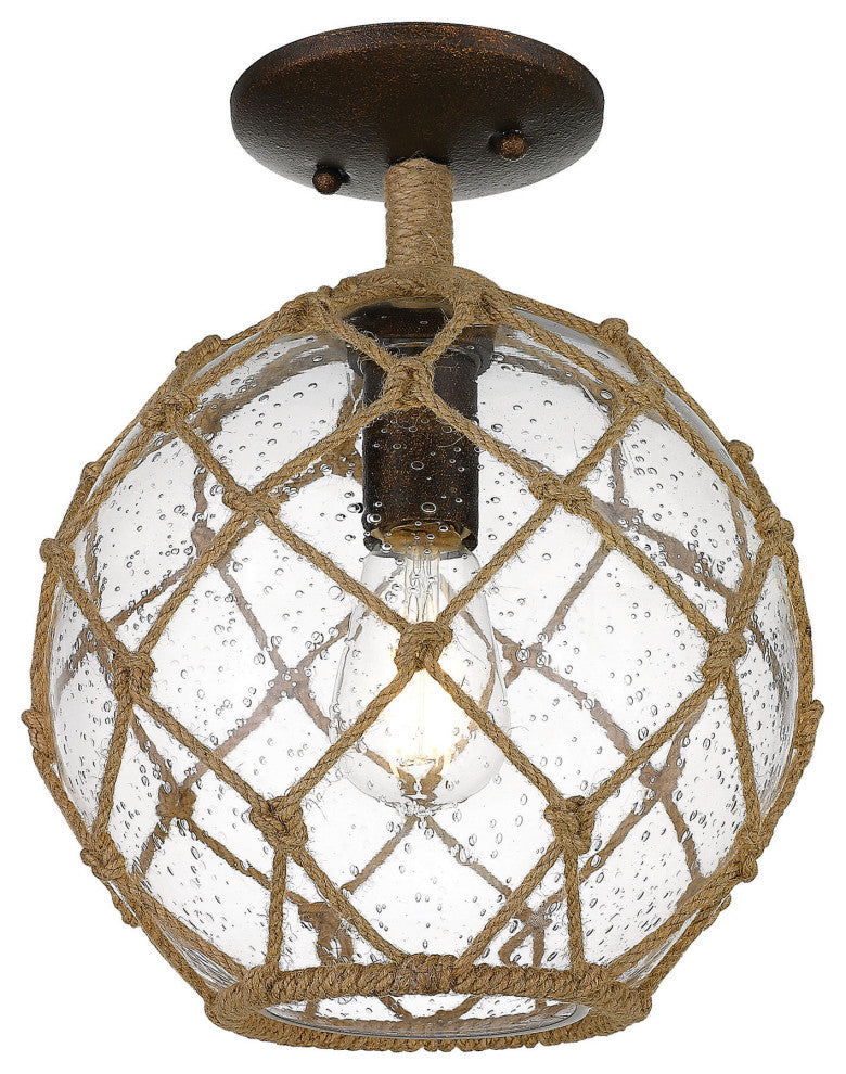 Golden Lighting 1092-SF SD Haddoc 10"W Semi-Flush Globe Ceiling - Burnished