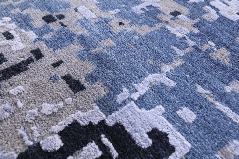 10' 0" X 14' 0" Abstract Wool & Silk Handmade Rug - Q14862