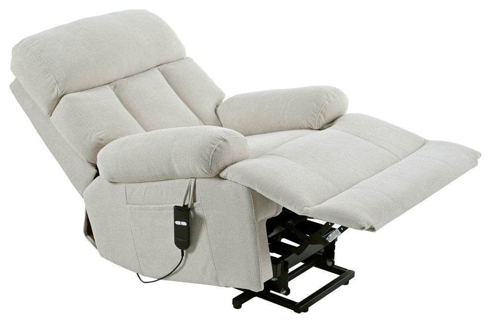 GDF Studio Oversized Power Lift Recliner Chair for Seniors, Remote Control, Light Gray