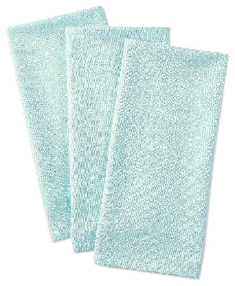 DII Aqua Solid Chambray Dishtowel, Set of 3