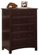 5 Drawer Transitional Chest, Dark Walnut Brown