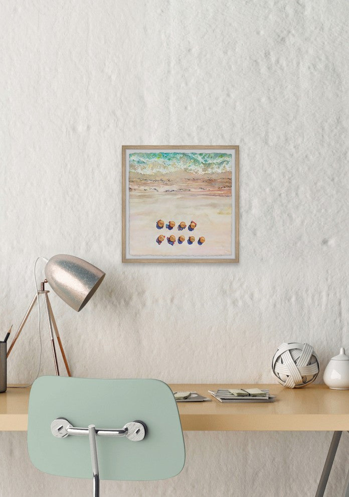 "Umbrella Shore" Framed Painting Print, 12"x12"