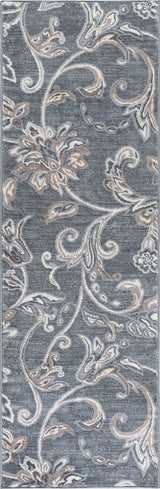 Garland Transitional Floral Dark Gray Runner Rug, 2'x10'