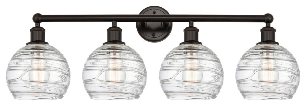 Athens Deco Swirl 4 Light Bathroom Vanity Light, Oil Rubbed Bronze, Clear Deco