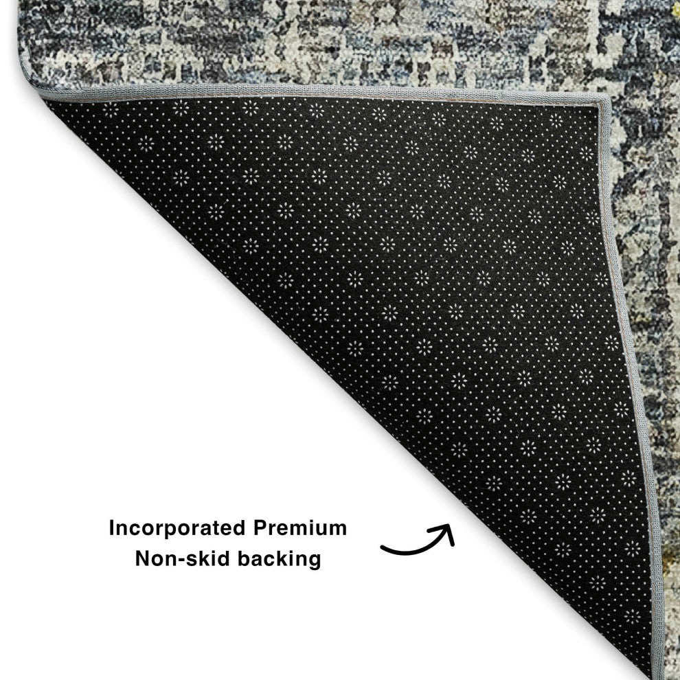 Premium Machine Washable Mayfield AMF637 Charcoal 9' x 12' Rug