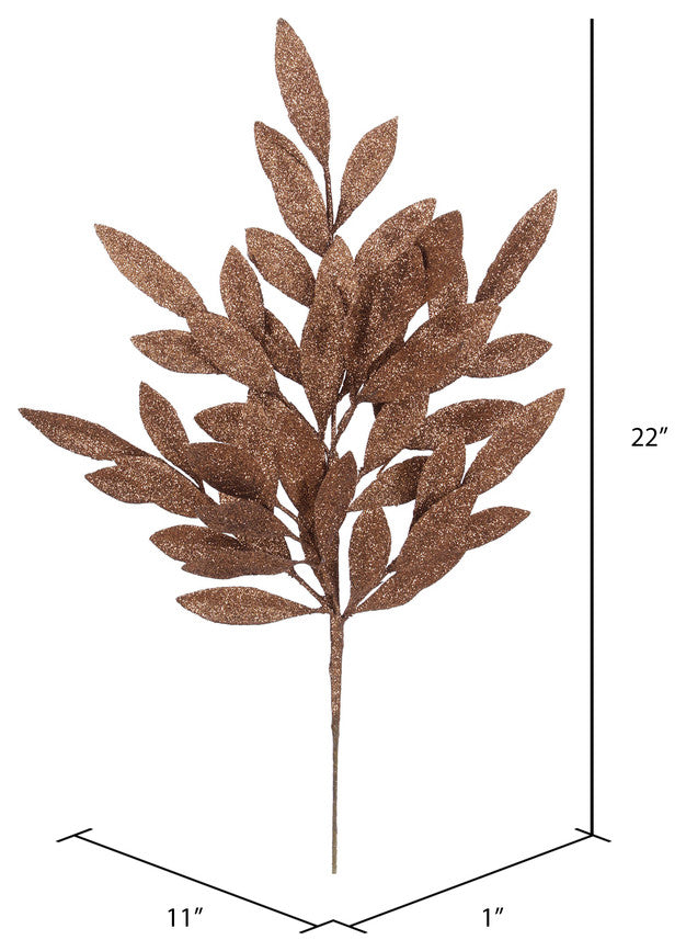 Vickerman L148215 22" Chocolate Glitter Bay Leaf Artificial Christmas Spray