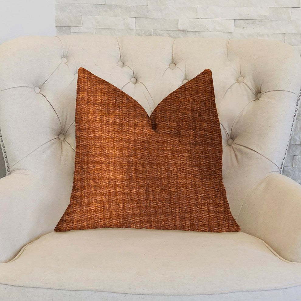 Burnt Cedar Orange Luxury Throw Pillow, 20"x30" Queen