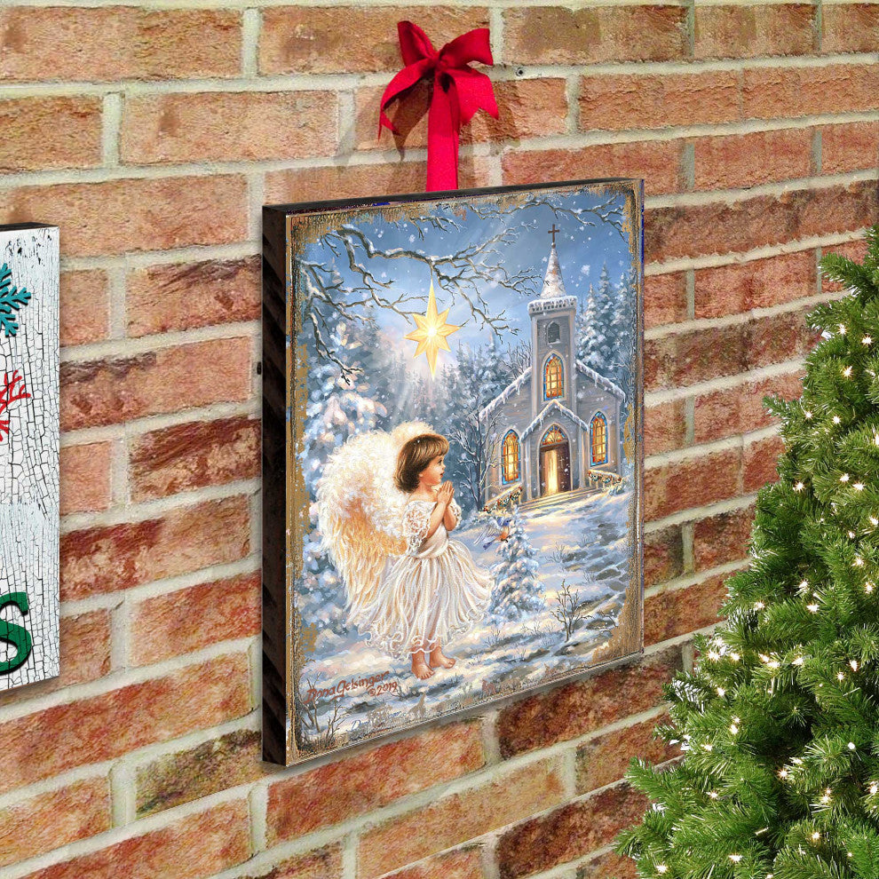 Angel at the Chapel Wooden Block, 48 X 36