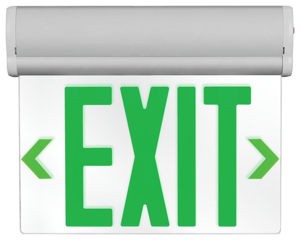 EXL220 Edge-Lit LED Emergency Exit Sign, Clear with Green Lettering