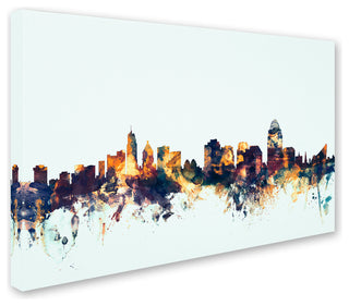 Michael Tompsett 'Cincinnati Ohio Skyline Blue' Canvas Art, 30x47