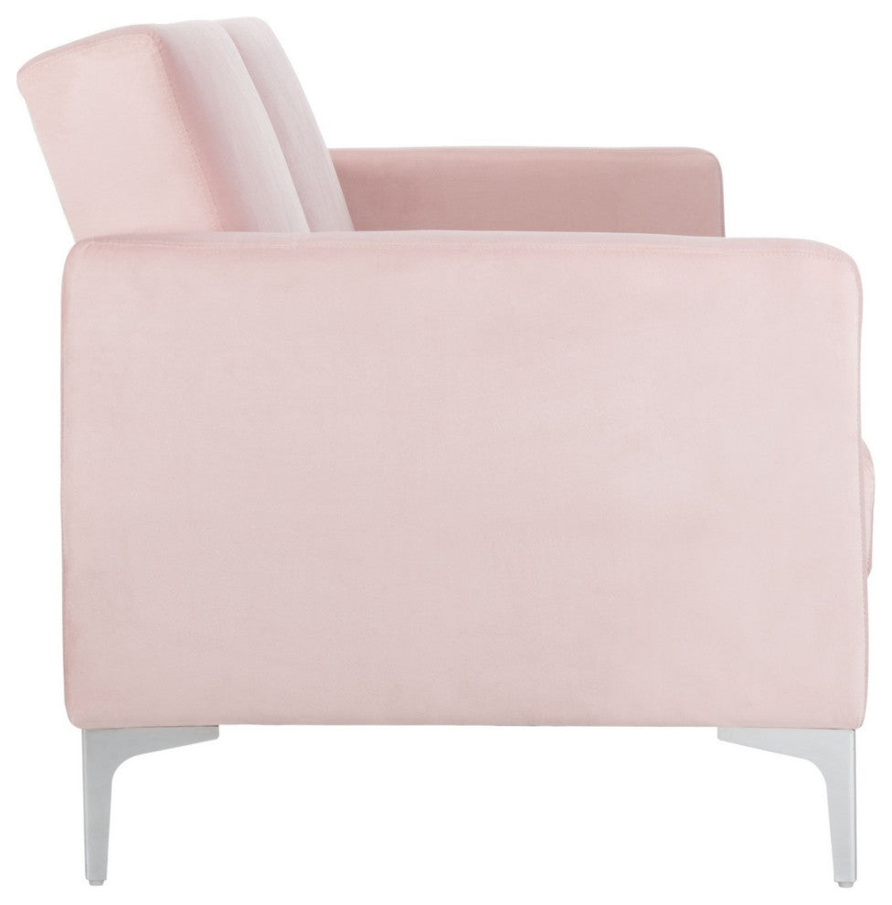 Safavieh Chelsea Foldable Futon Bed, Blush/Chrome