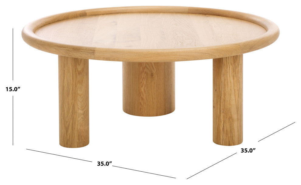 Safavieh Couture Madelynn Round Wood Coffee Table, Natural