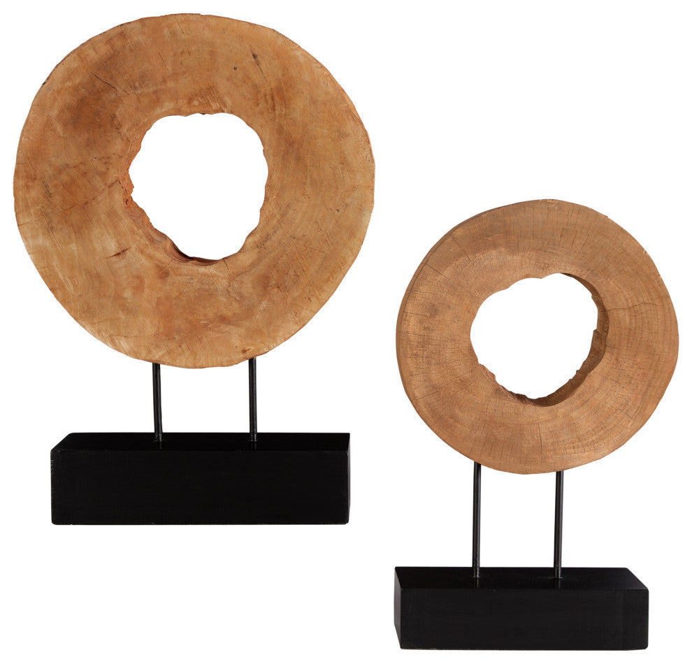 Uttermost Ashlea Coastal Mango Wood and Iron Sculptures in Black (Set of 2)