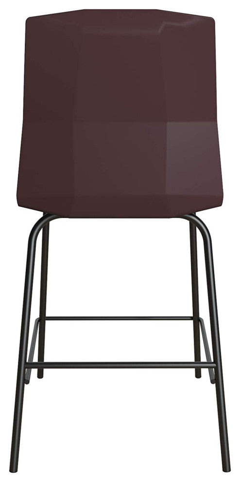 Deep Plum with Black Metal Base Counter Stool