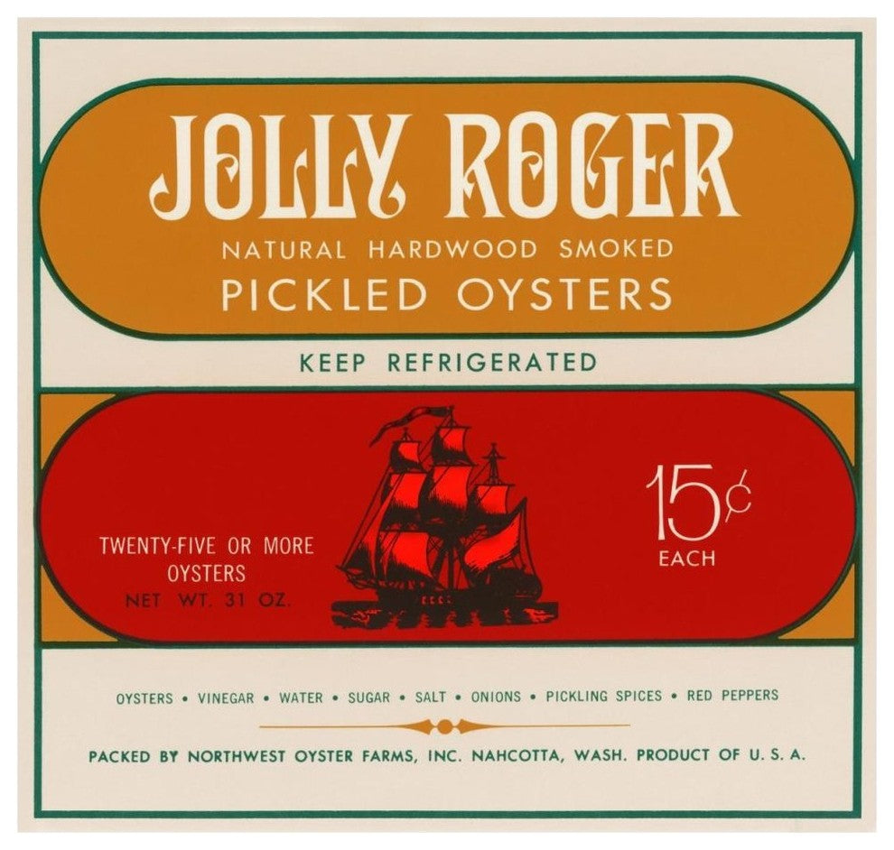 "Jolly Roger Pickled Oysters" Digital Paper Print by Retrolabel, 46"x44"