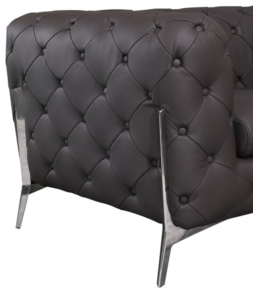 Angelica Italian Leather Sofa, Brown