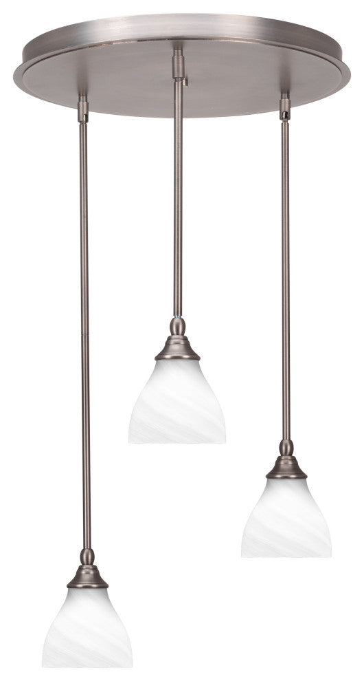 Empire 3-Light Cluster Pendalier, Brushed Nickel/White Marble