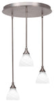 Empire 3-Light Cluster Pendalier, Brushed Nickel/White Marble