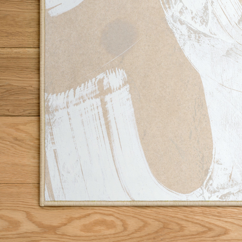 Swish Stone I Abstract Art Area Rug, 5'x7.5'
