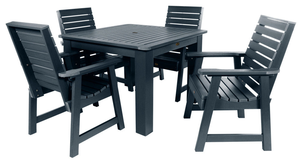 Glennville 5-Piece Square Dining Set, Weathered Acorn, Federal Blue